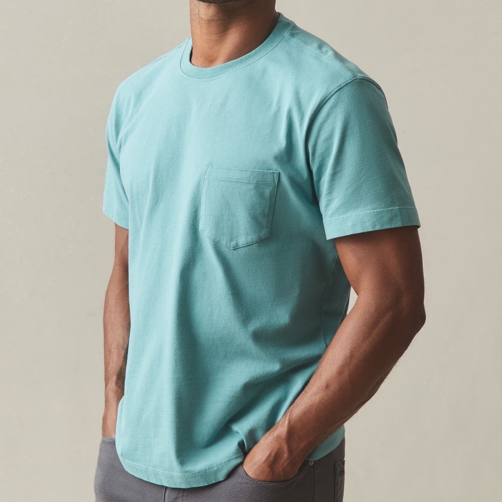 American Giant Mens Pocket Tee XL Teal Made in USA