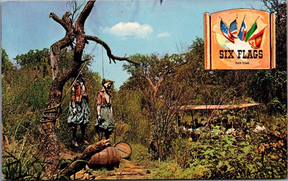 Six Flags Over Texas Hanging French Section River Boat Ride Postcard