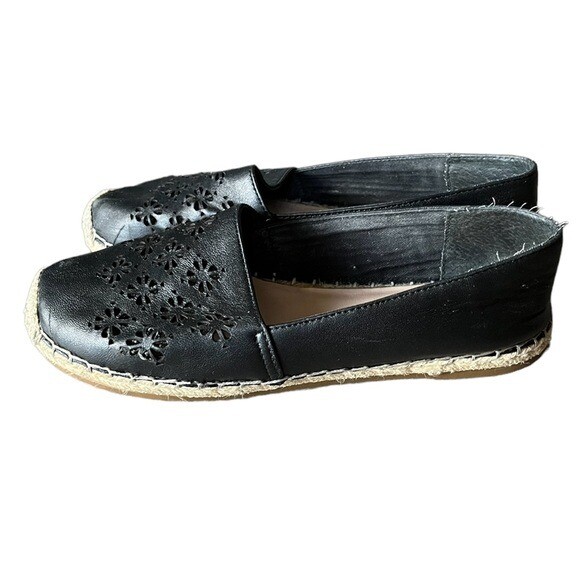 Kate Spade New York Garcia Espadrille Black Leather Flat Perforated Size 7