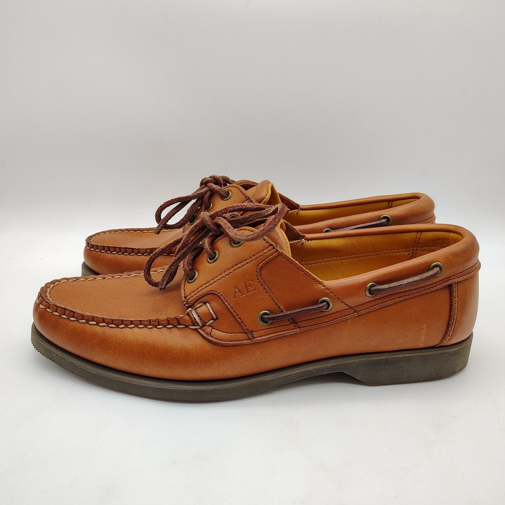 Allen Edmonds Mens 10B Brown Leather Key Largo Boat Deck Shoes Vibram Loafer USA