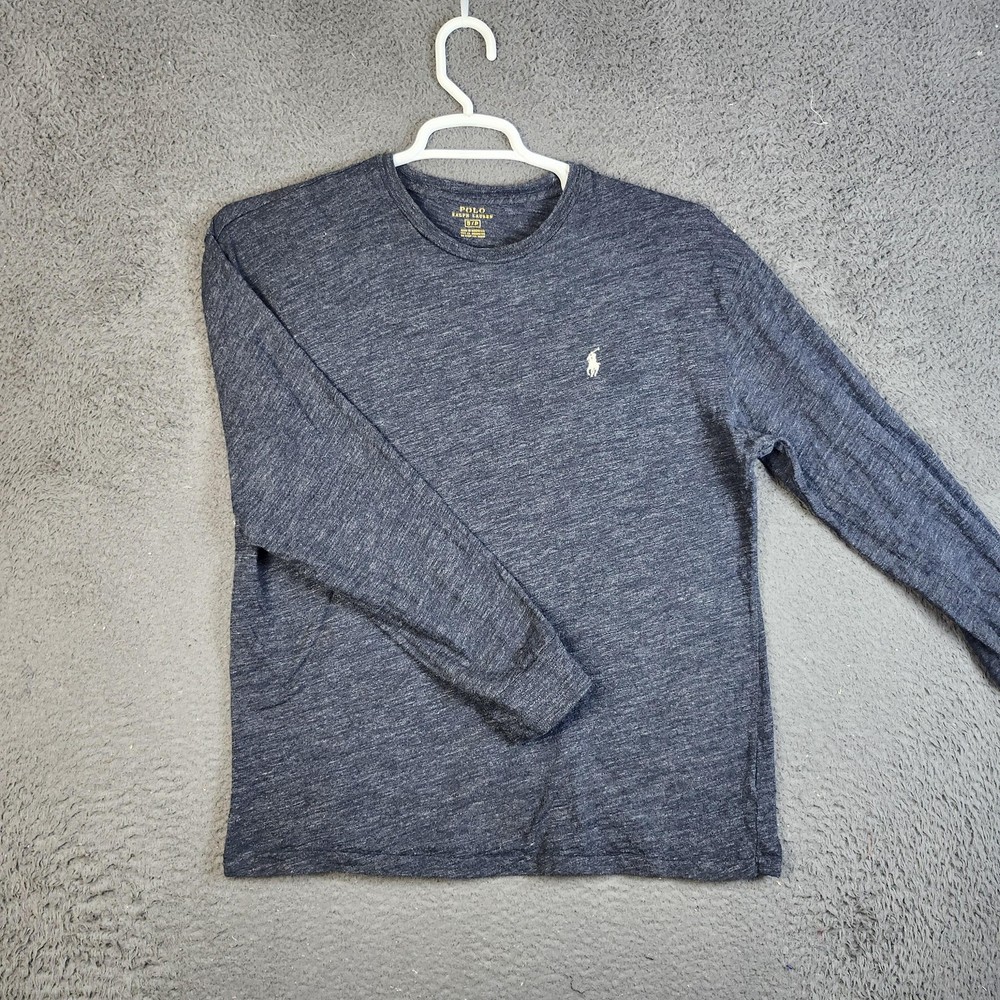 Polo Ralph Lauren Shirt Mens Small Heather Navy Long Sleeve Crewneck Pony Logo