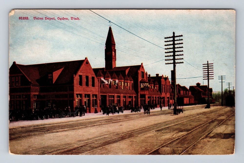 Ogden UT-Utah, Union Depot, Antique, Vintage Souvenir Postcard