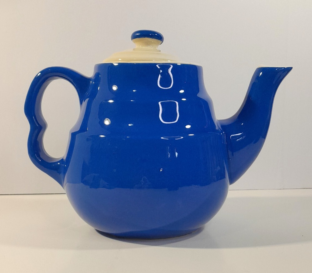 Cobalt Blue Teapot Vintage Universal Oxford Wave MCM Mid Century