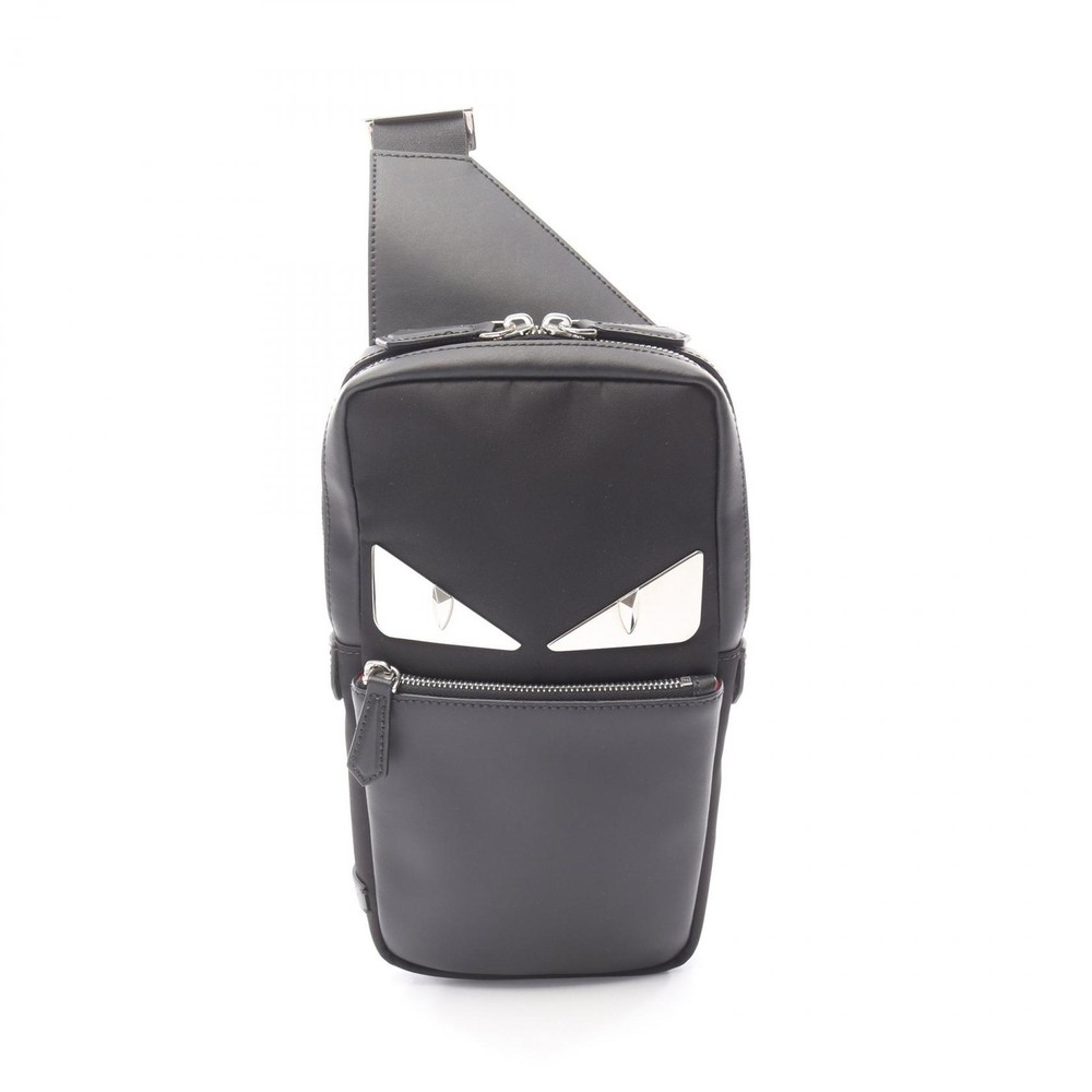 FENDI Monster bugs eye Waist Crossbody Bum bag 7VZ033 leather Nylon Black Used