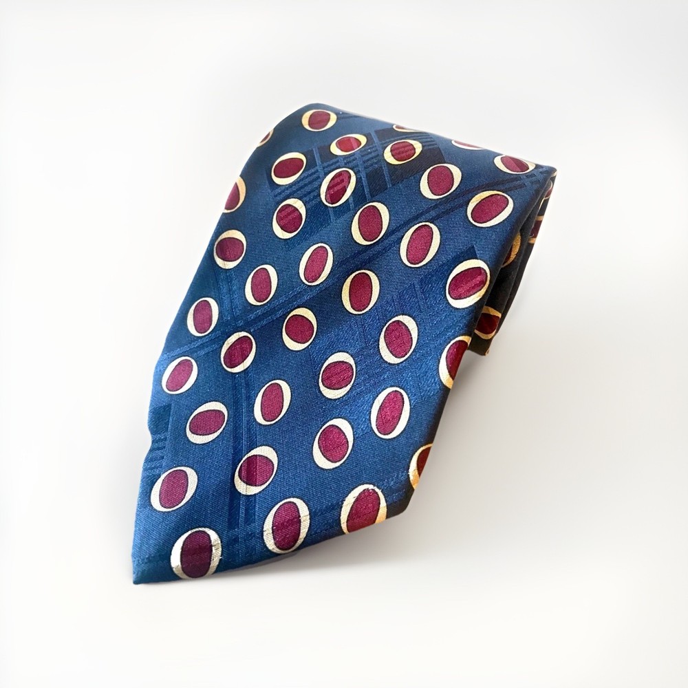 Polo By Ralph Lauren Geo Design Silk Neck Tie Hand Made In USA 56 x 3.75