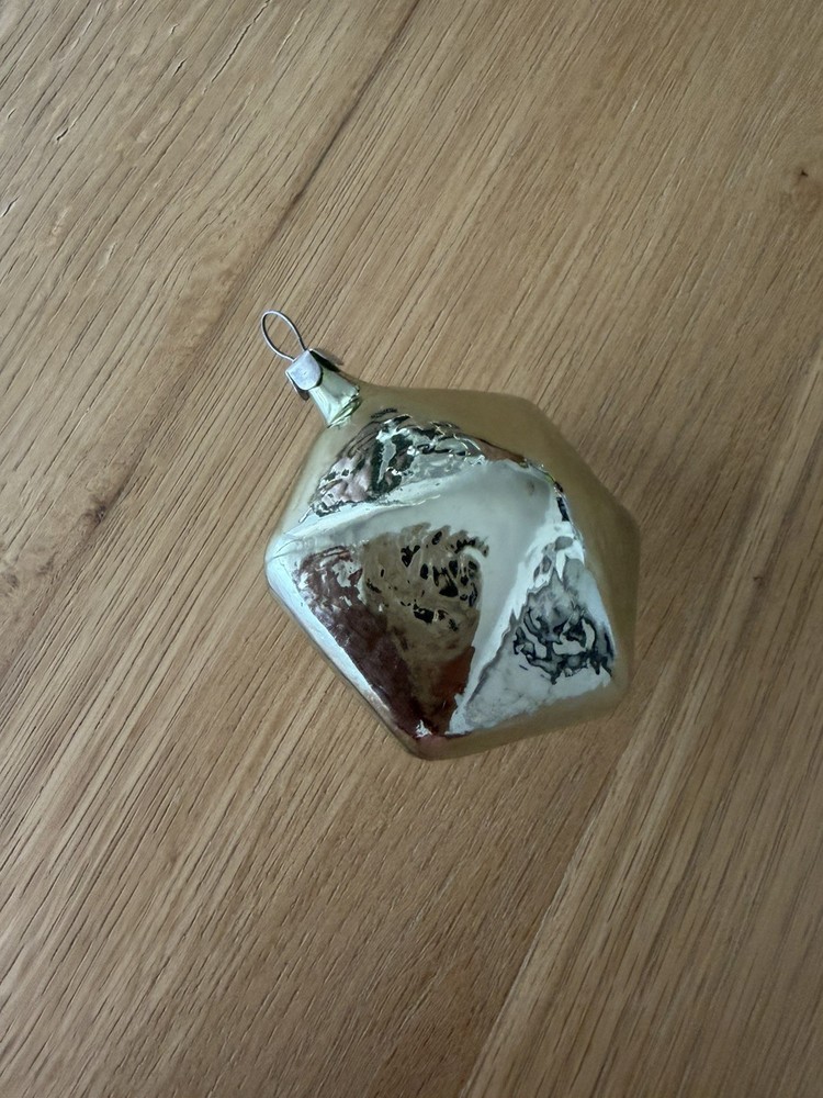 Vintage Ice Glass Hexagon Russian Christmas Ornament