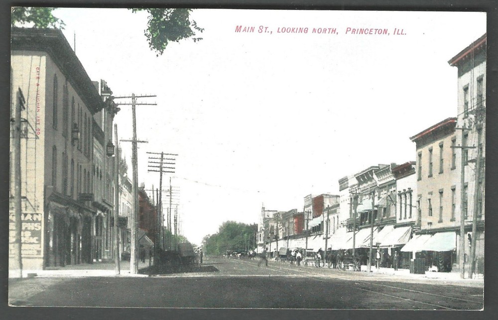 PRINCETON ILLINOIS Main Street Looking North c. 1910 Divided Back Postcard