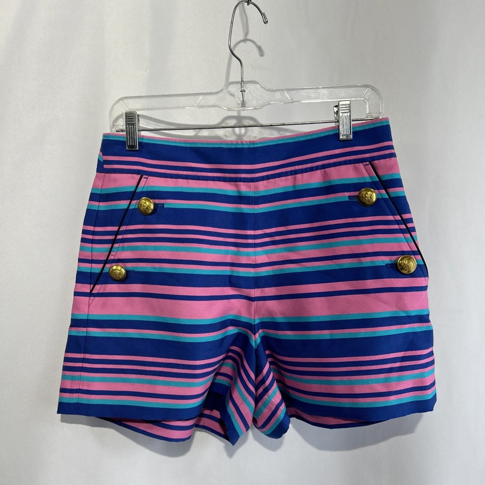 J Crew Shorts Women’s Size 6 Multicolor Stripe Nautical Buttons High Rise NEW