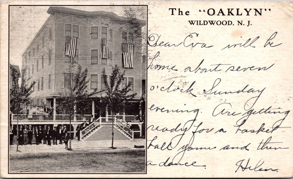 Wildwood New Jersey The Oaklyn Hotel 1906 Vintage Photo Postcard