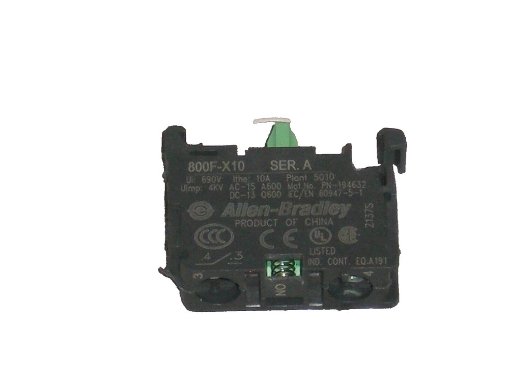 New Allen Bradley 800F-X10 Ser A Contact 1 NO, 10 Amp 22.5mm USA Stock Free Ship