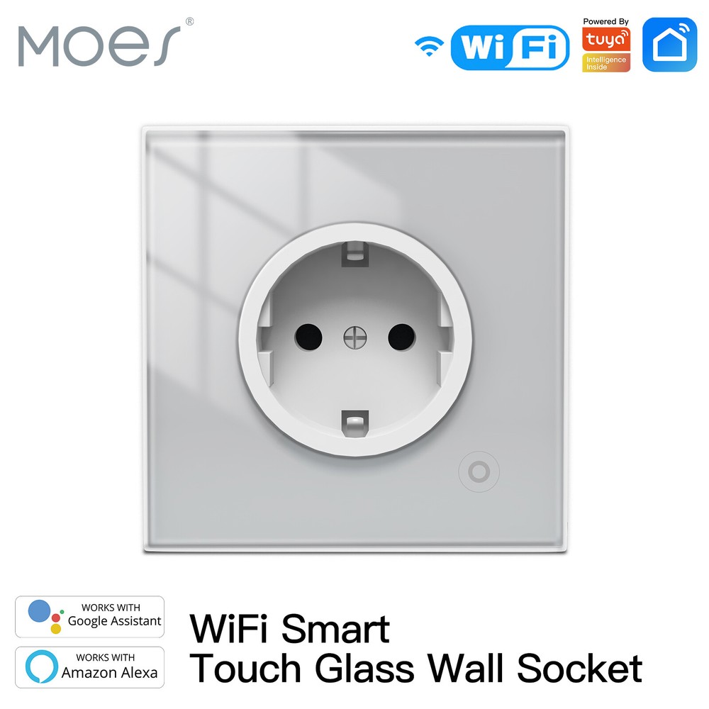 MOES WiFi Smart Socket Flush Mount 16A 86mm Schuko Plug Alexa Google APP