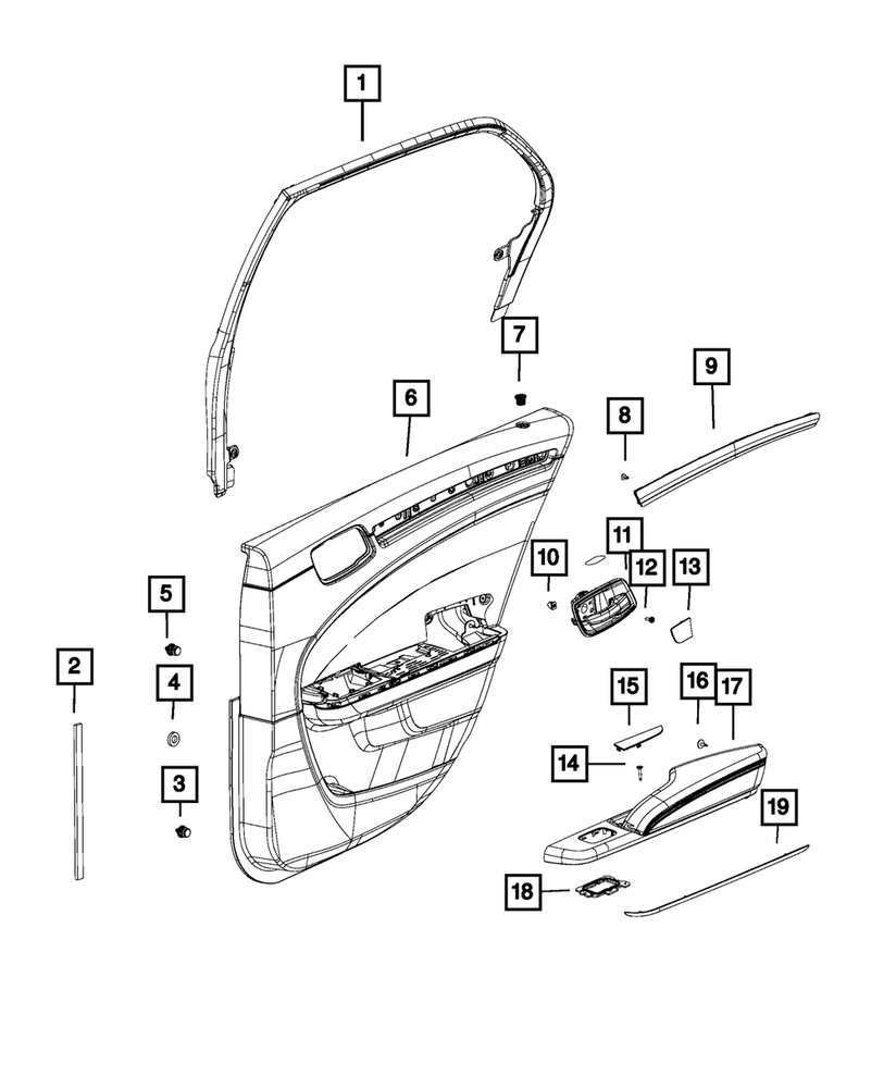 Genuine Mopar Rear Door Trim Panel Assembly Right 5pf821x9ai