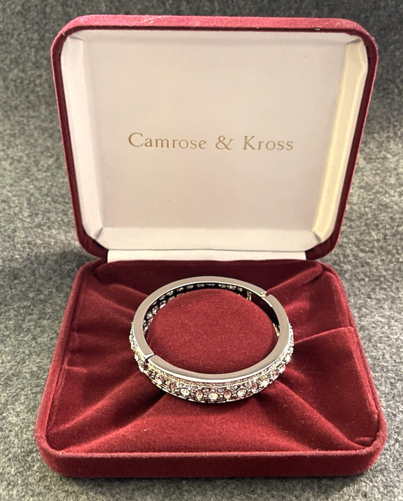 JBK Jackie Kennedy Camrose & Kross Rhinestone Crystal Hinged Bangle Bracelet NIB