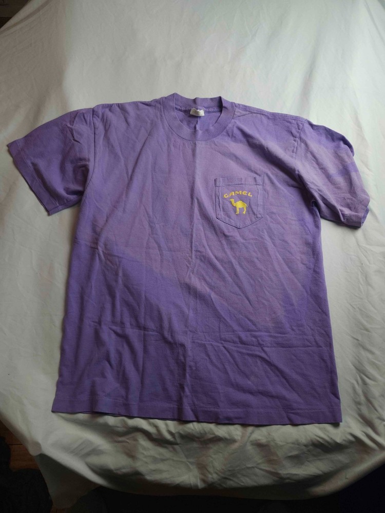 Vintage 90s Camel Cigarettes T-Shirt Mens XL Purple American Born Indie USA Made