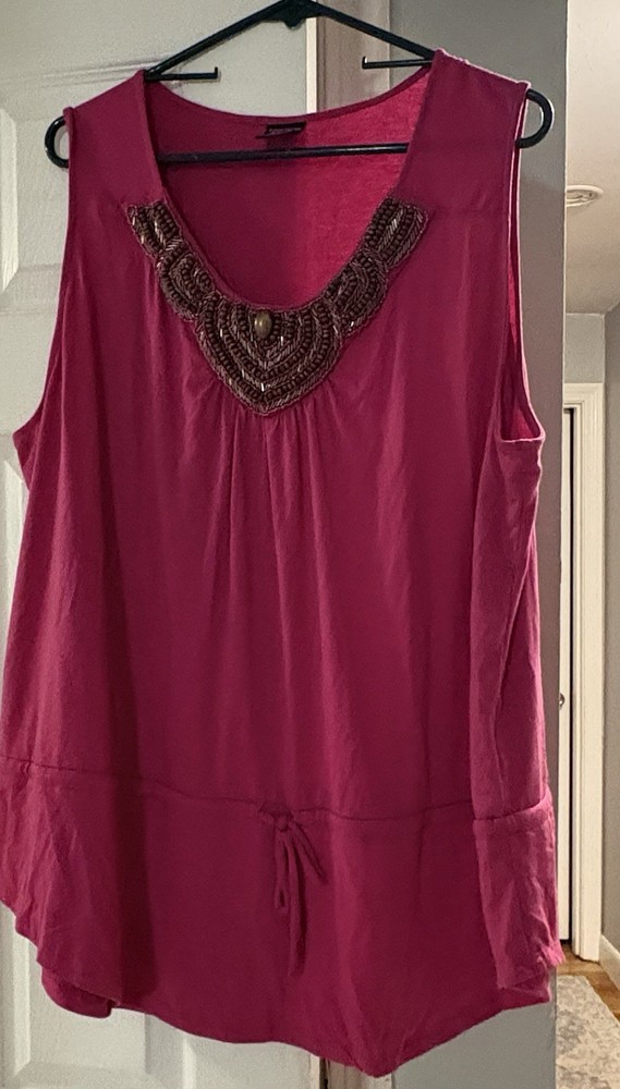 Faded Glory Women Plus Top Blouse Size 3X Hot Pink Cottagecore Fairy