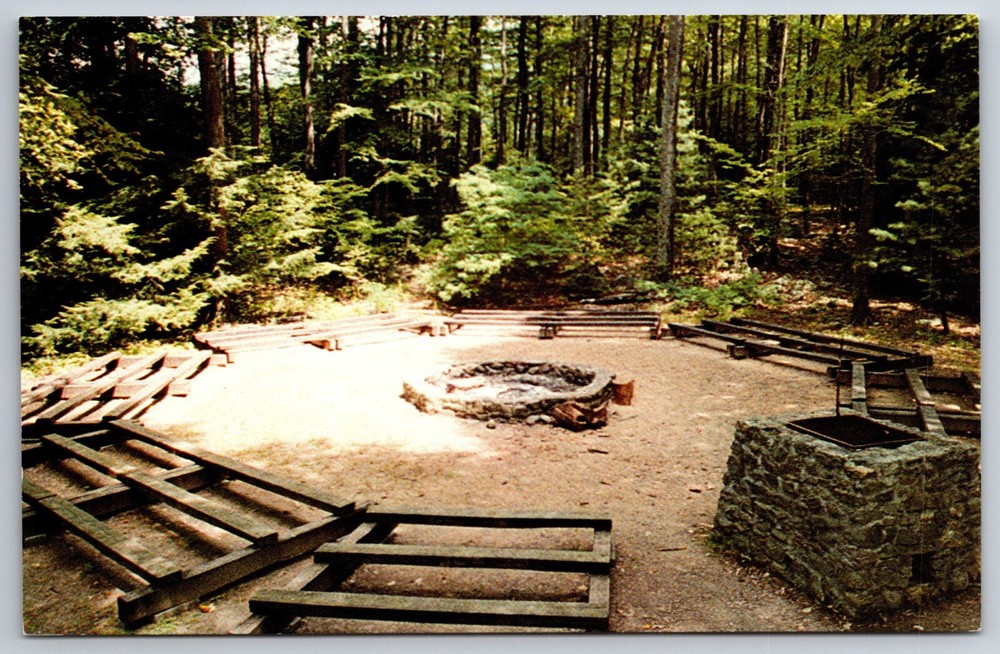 Waynesboro Pennsylvania~Camp Penn Fire Circle~Vintage Postcard