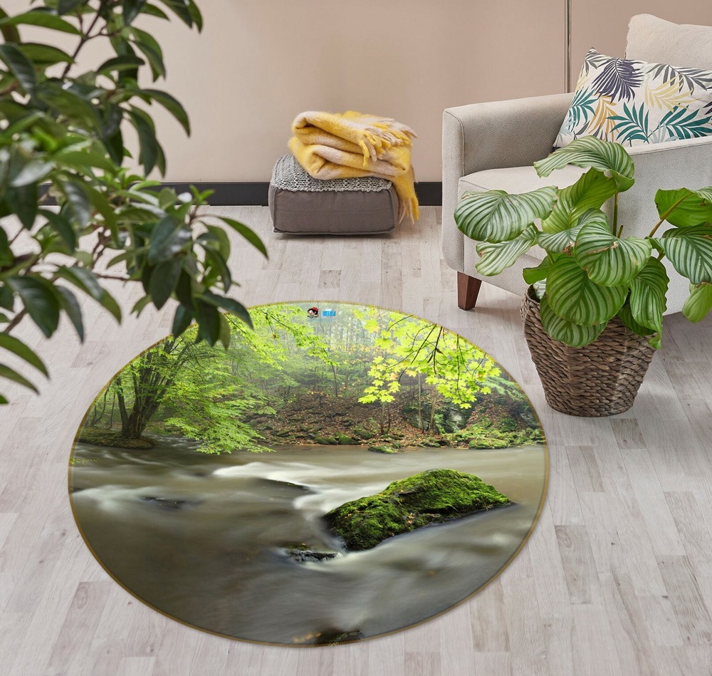 3D Forest River Stones NAO10220 Game Rug Mat Elegant Photo Carpet Mat Fay