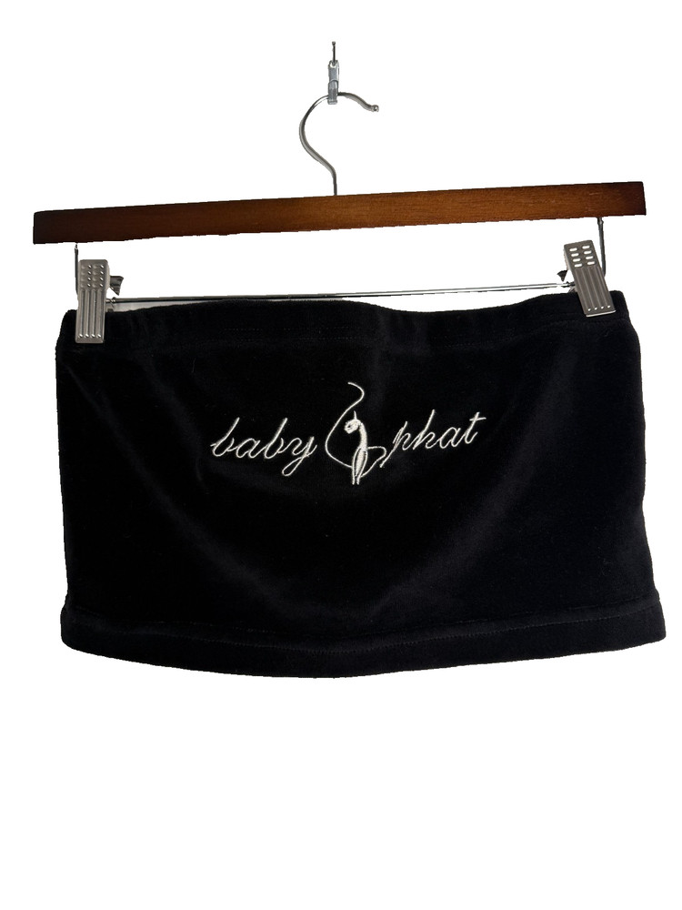Baby Phat Black Velour Tube Top Women’s Small Y2K Vintage