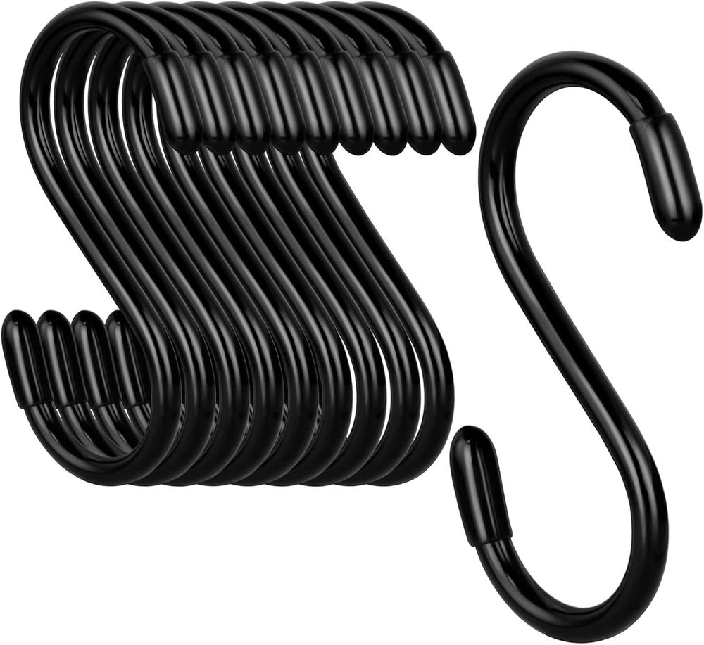 3 Inch Vinyl Coated Non-Slip Heavy Duty S Hooks for Hanging Plants 10 Pack