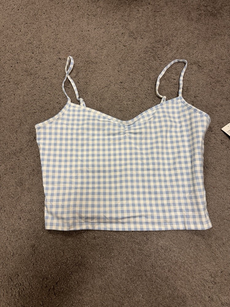 Out From Under Urban Outfitters Blue Gingham Tank Top Size XL