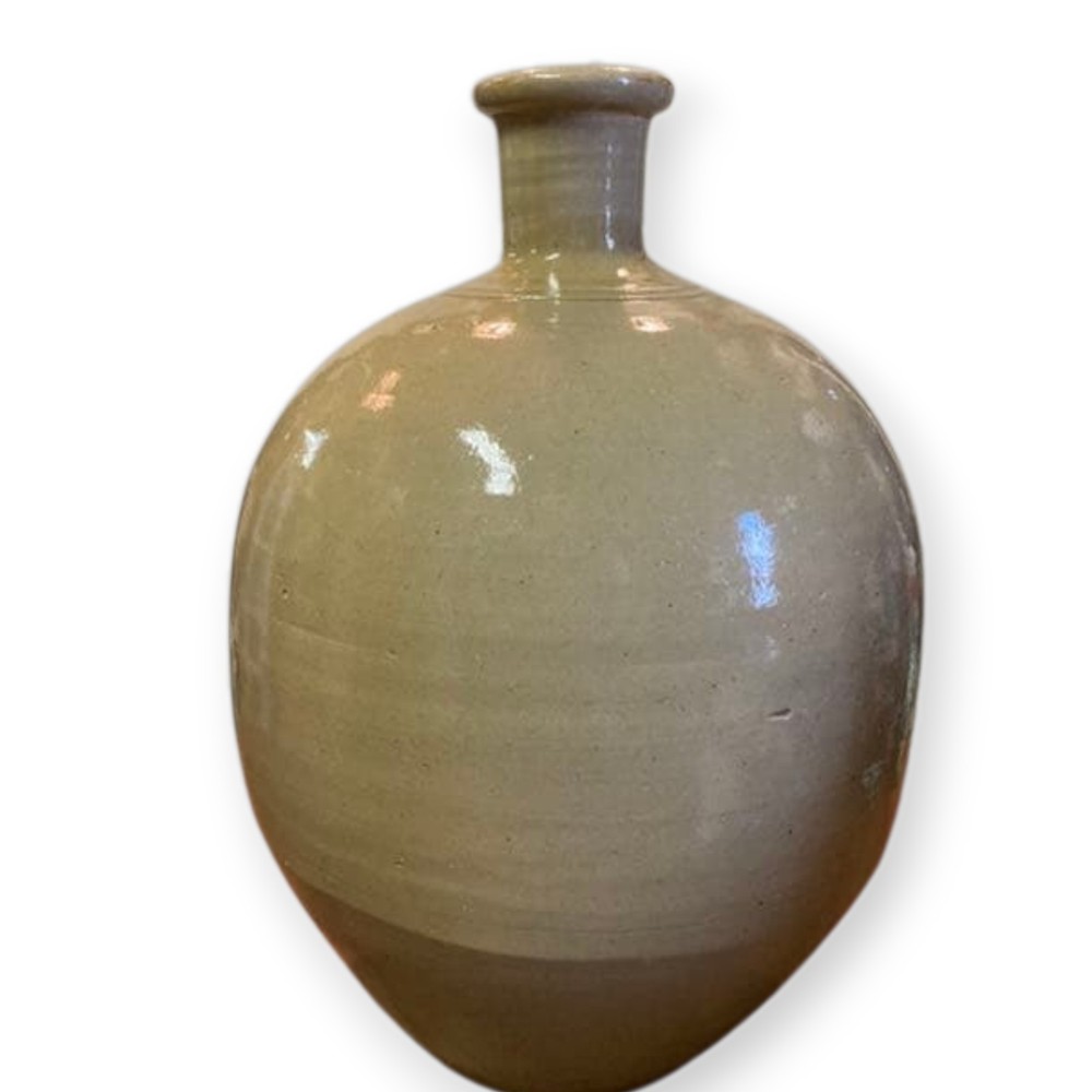 Antique Seto Vase Edo Period 19th Century Japanese Pottery Vessel Rustic 15.3 in