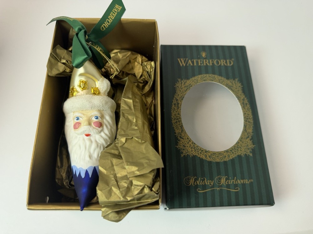 Moon Face Santa Waterford Ornament in Holiday Heirlooms box Christmas