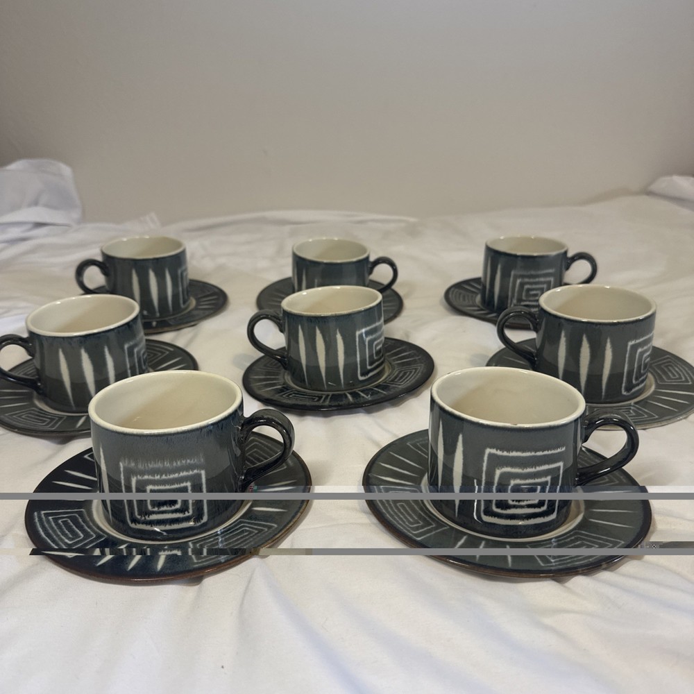 VTG Mikasa POTTERS CRAFT FIRESONG HP300 Cups And Saucers 6 1/2