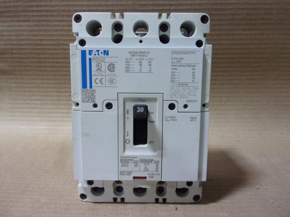 New Eaton Ch Pdg Pdg2 Pdg23G0030Tffl 3 Pole 30 Amp 600V Circuit Breaker Nto
