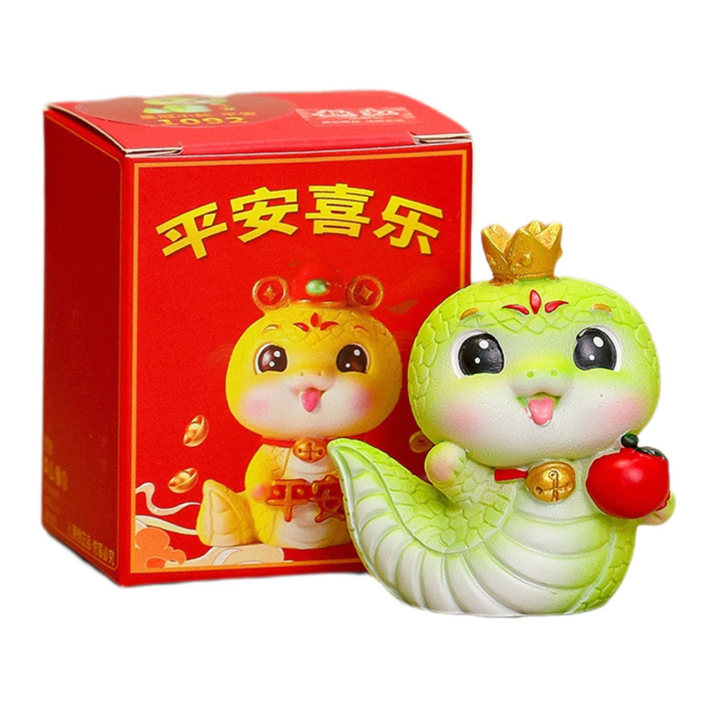 1*Chinese New Year 2025 Snake Figurine Cute Green Animal Statue for Home Table