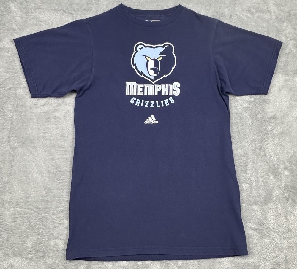 Memphis Grizzlies NBA T-Shirt Mens Small Blue Graphic Logo Adidas Go To Tee
