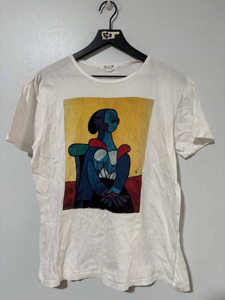 Vintage Picasso Shirt Womens Free Size Abstract Art Tee Painter Graphic Top-image