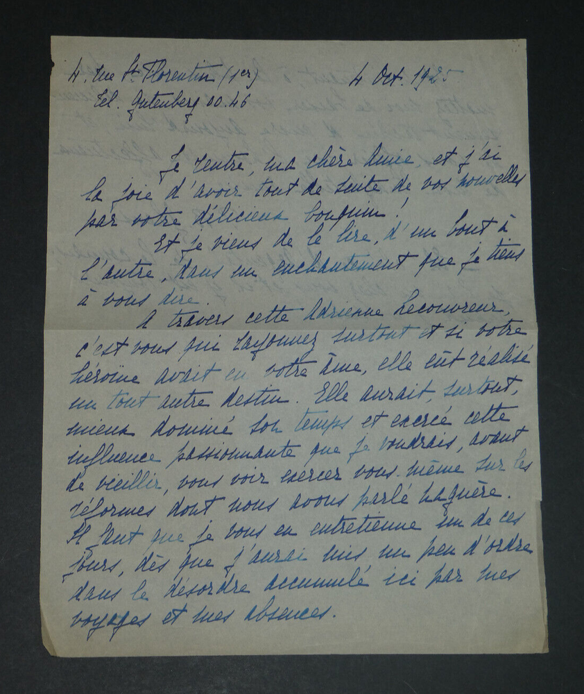 Pierre Barthélemy GHEUSI - AUTOGRAPH LETTER SIGNED TO Cécile SOREL - 1925