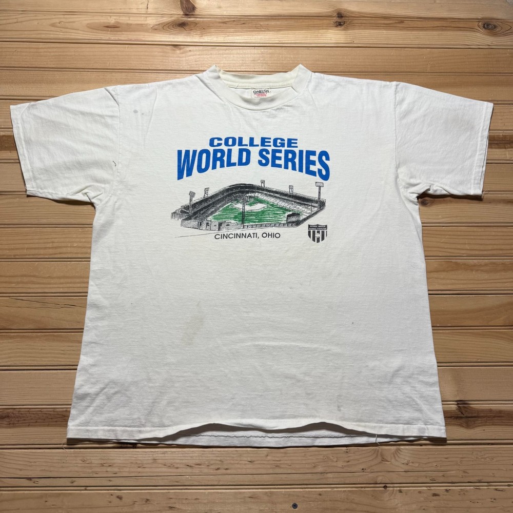 Vintage 90s NABF College World Series Cincinnati Ohio Baseball T-Shirt USA - XL
