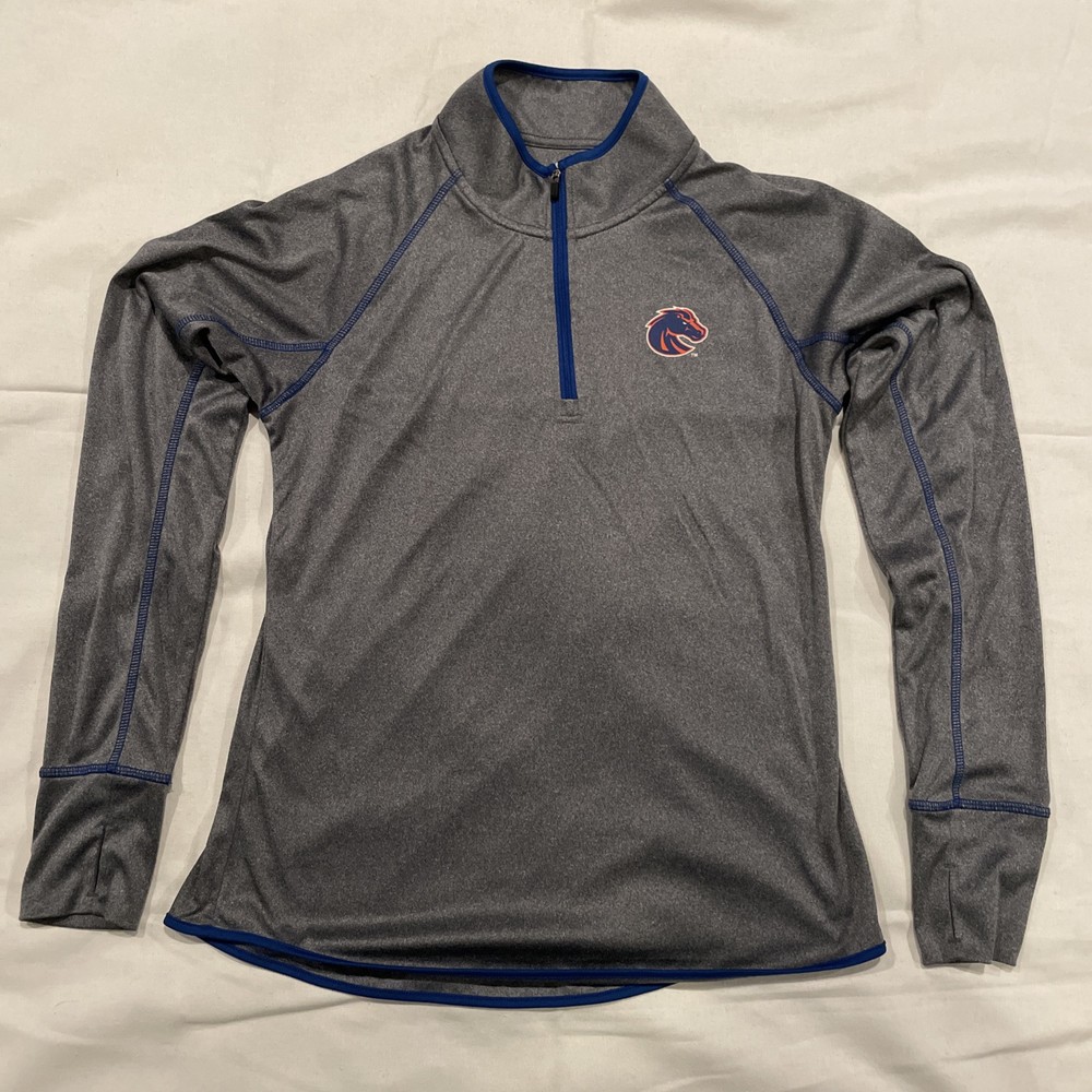 Boise State Broncos Quarter Zip Lightweight Jacket Women's Large Gray Colosseum