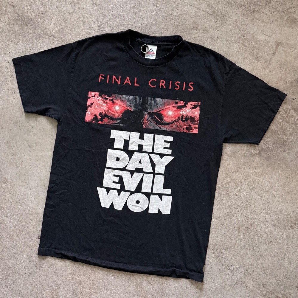 Vintage Y2K AAA Tag DC Comics Final Crisis The Day Evil Won Tee Black Large