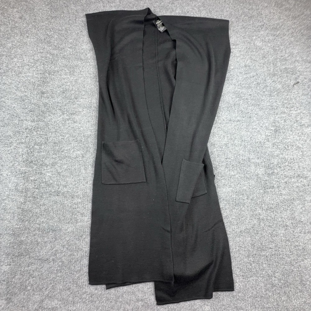 Colette Mordo Cardigan Sweater Womens Medium Black Longline Open Front Pockets