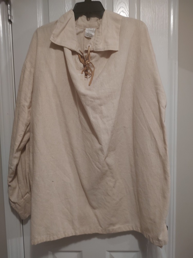 Large Slash Back brand Leather Lace Cotton Men's Cowboy/Western Period Shirt