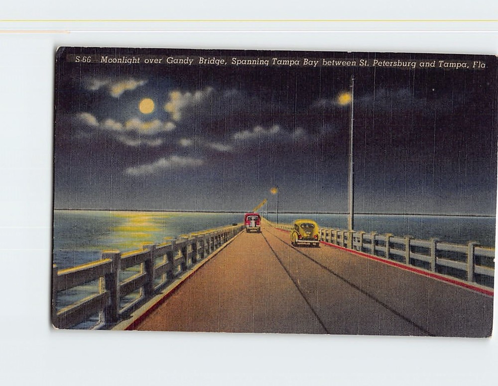 Postcard Moonlight over Gandy Bridge Tampa Bay Florida USA