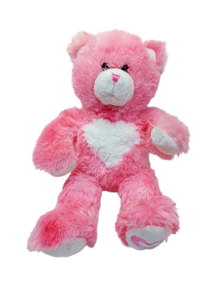 Build A Bear Pink White Bear with Heart Magnetic Hands Stuffed Plush Valentines