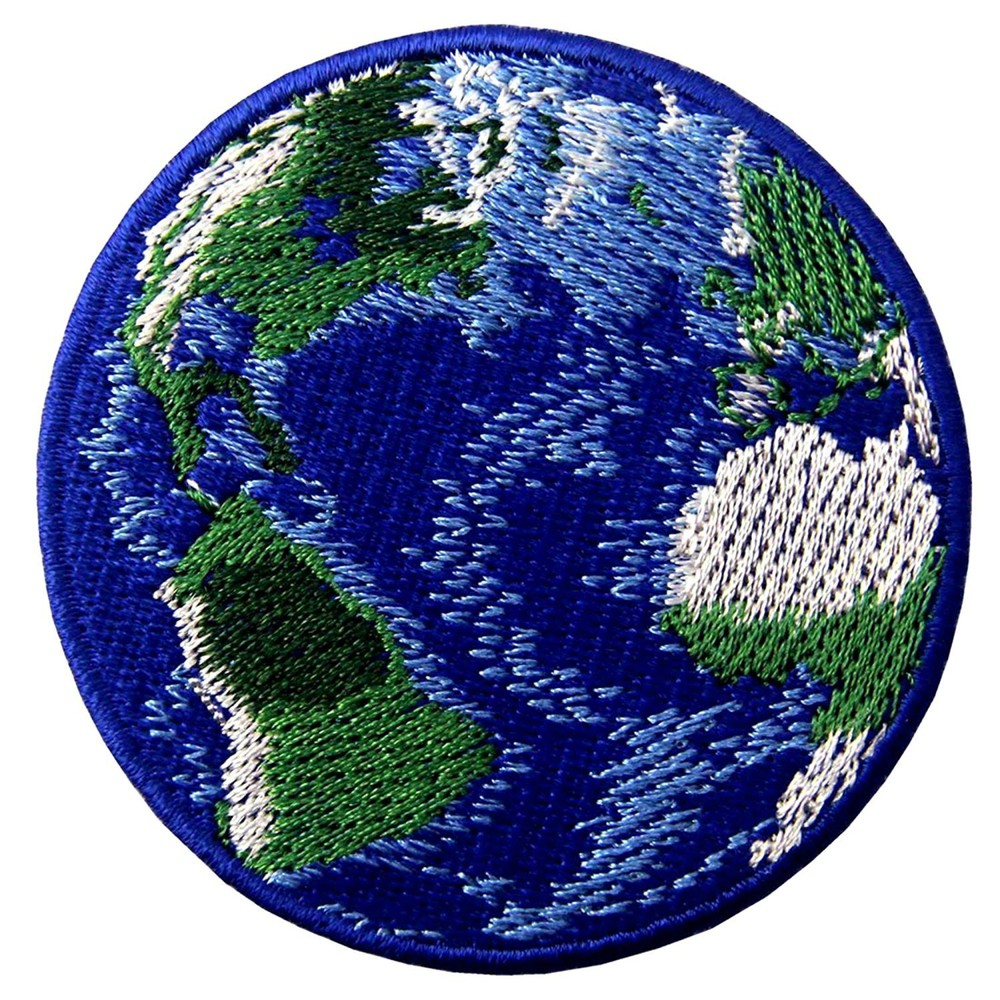 Detail Earth Patch Embroidered Iron-On Applique Travel Souvenir Planet