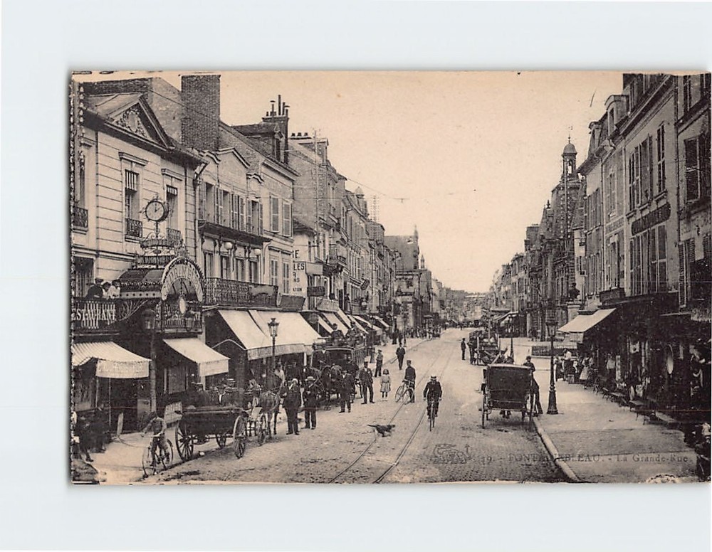 Postcard Rue Grande in Fontainebleau France