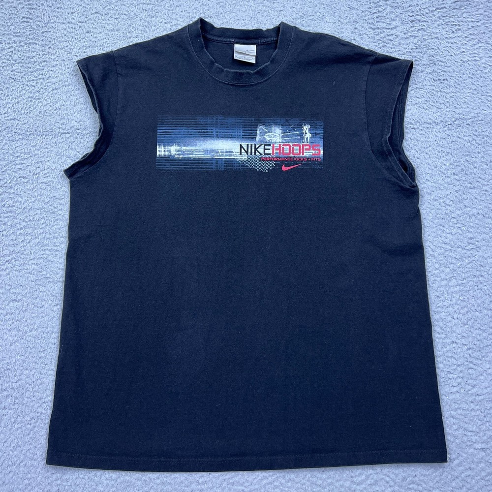 VTG Nike Hoops Performance Kicks & Fits L Black Tank Top Workout 90s White Tag