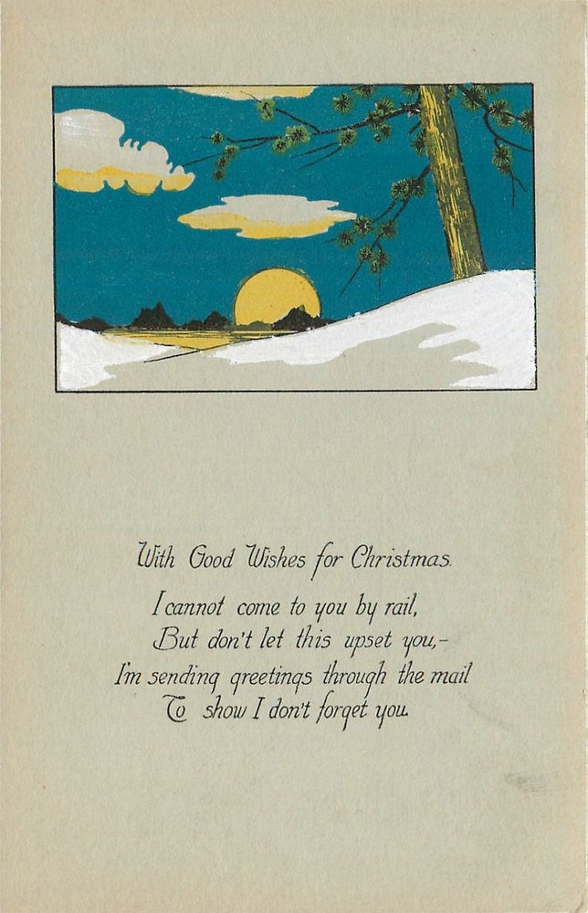 c1910 Arts & Crafts Christmas Wishes saying Postcard 25-10150