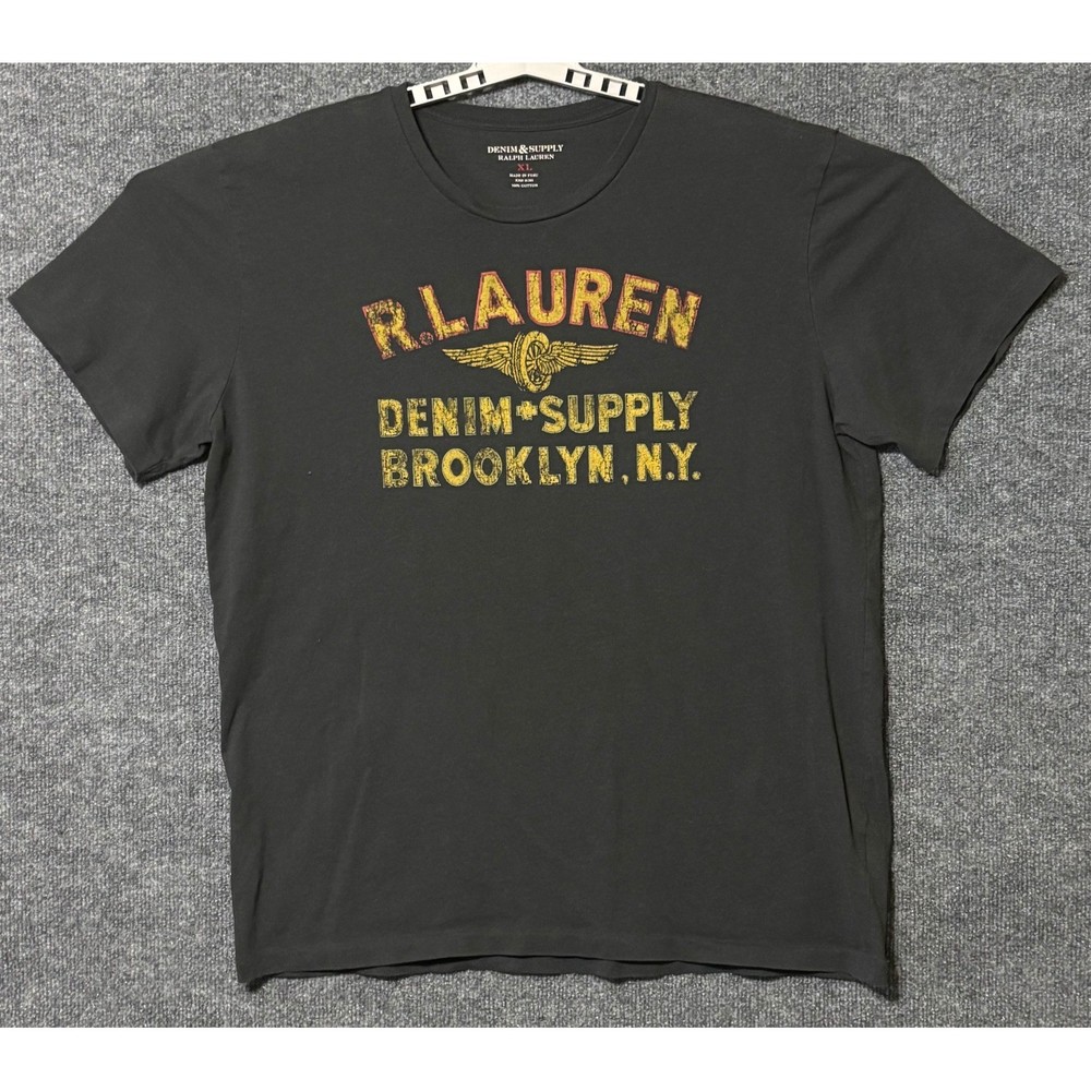 Denim & Supply Ralph Lauren Mens XL T-Shirt Charcoal Gray Vintage Single Stitch