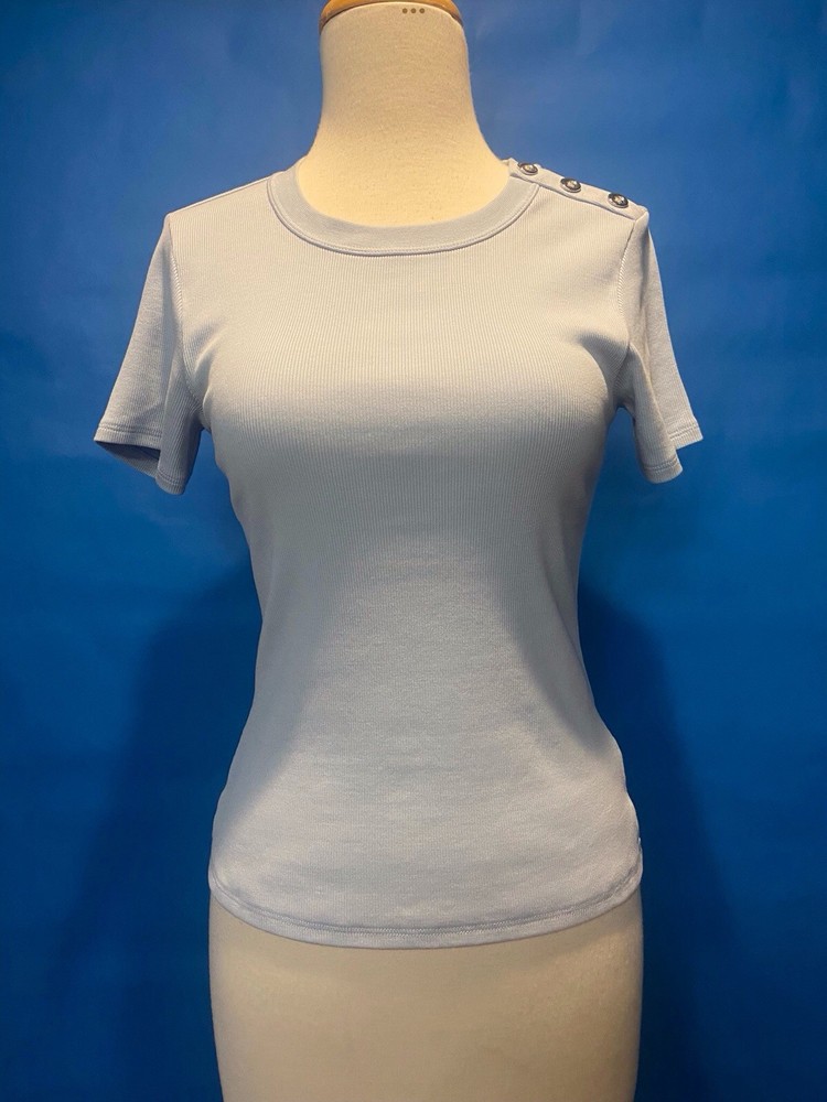 Veronica Beard Women’s Pima Cotton Cap Sleeve Tee Light Blue Size XS Pre-Owned