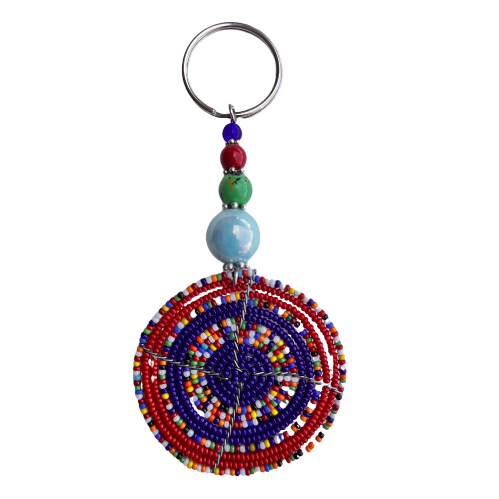 African Hand-Crafted Ethnic Colorful Masai Beaded Keychain Keyring Made in Kenya