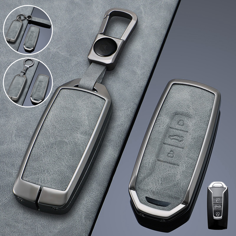 Zinc Alloy Leather Car Key Fob Case Cover Holder Bag For VW Volkswagen Touareg