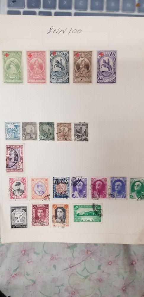 French Colonies Euthopia Tunisia And Irran Old Rare Stamps Bnn100.