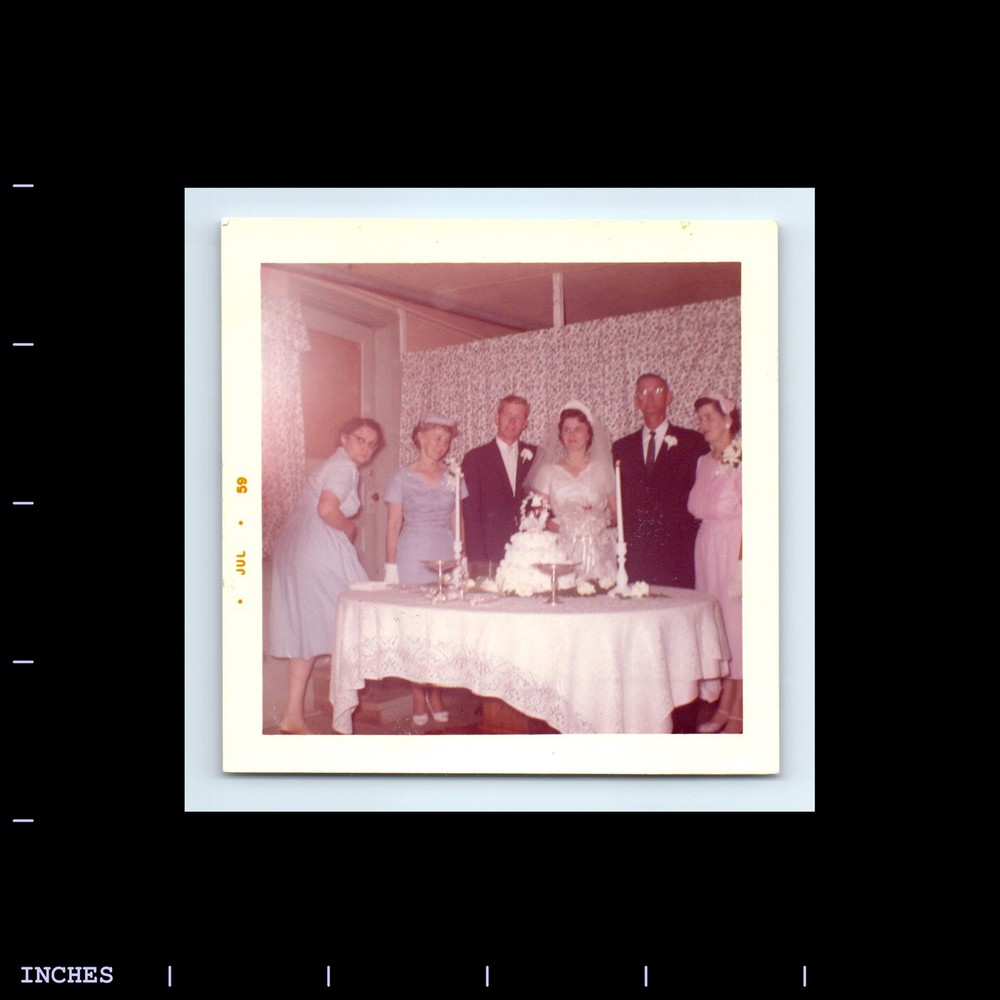 Square Color Photo MEN WOMEN BRIDE GROOM WEDDING DRESS CAKE TOPPER 1959