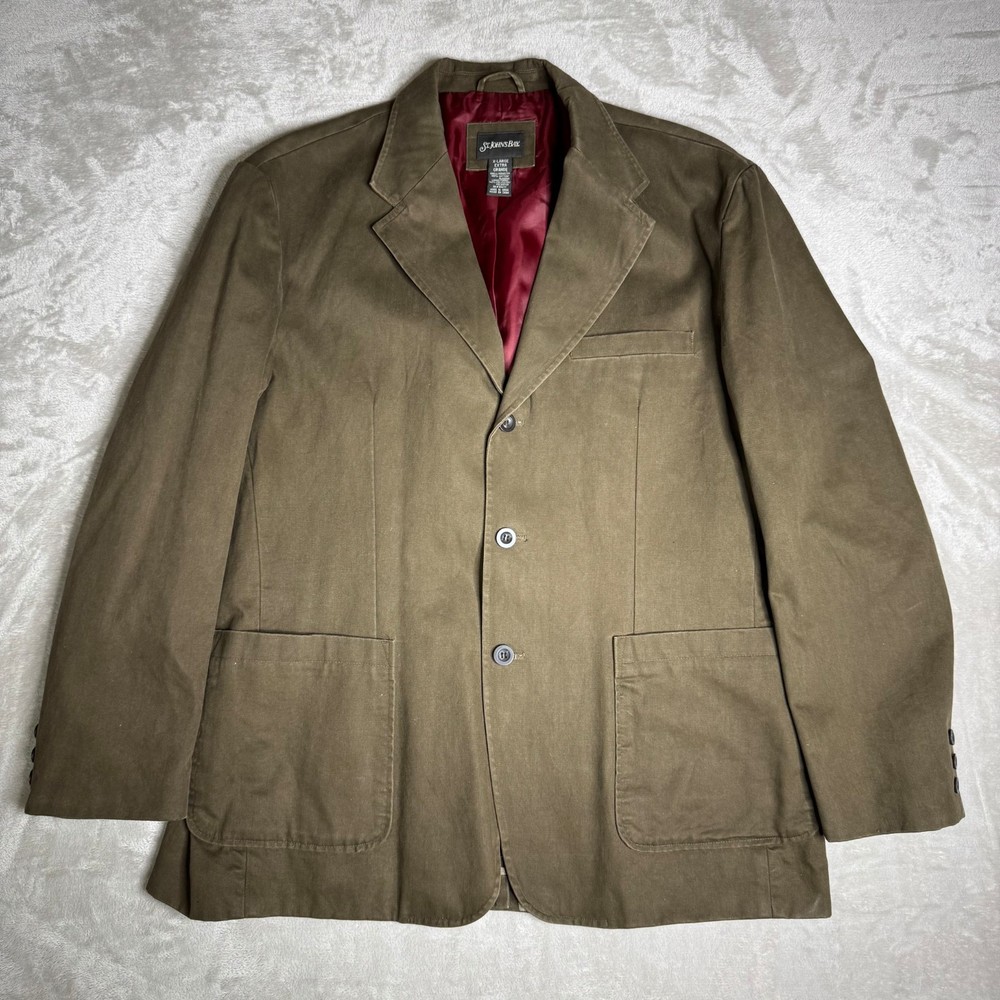 St. John’s Bay Men’s XL Olive Brown Cotton Blazer Jacket Casual Sport Coat